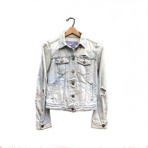 GAP 1969 Distressed Light Denim Trucker Jean Jacket XS Extra Small